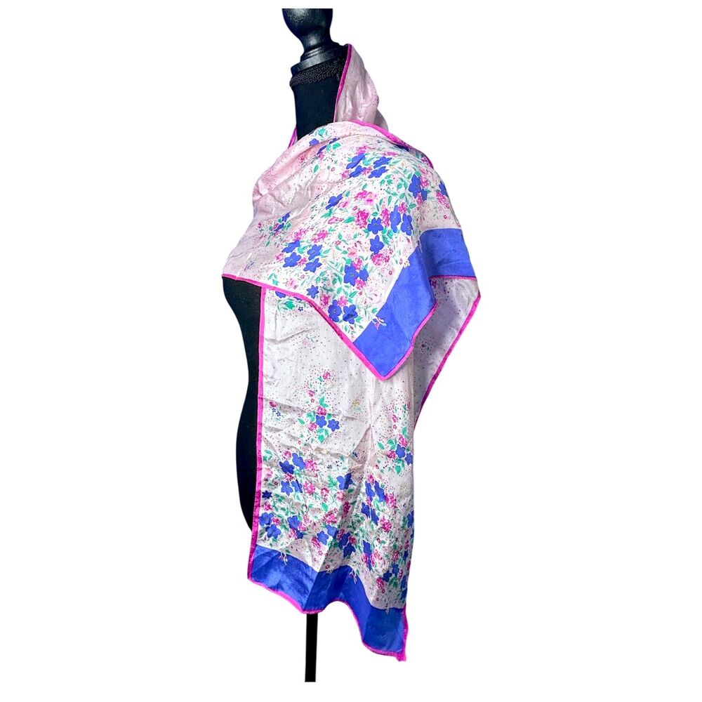 Vintage Womens Multicolor Floral 100% Silk Scarf Dainty Old Money Quiet Luxury